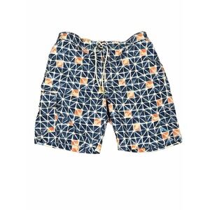 TOMMY BAHAMA 9" Geometric Blue‎ Cargo Beach Trunks Swim Shorts Sz L